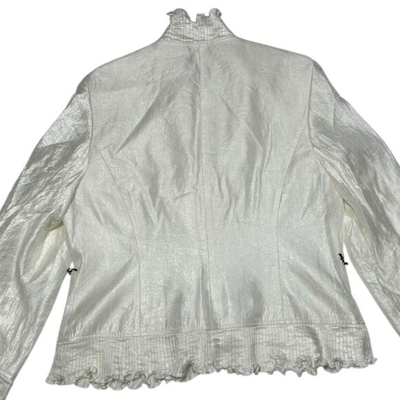 Victor Costa Vintage Ruffled Satin Blouse with Black Rhinestone Buttons Size 12 - Picture 6 of 9